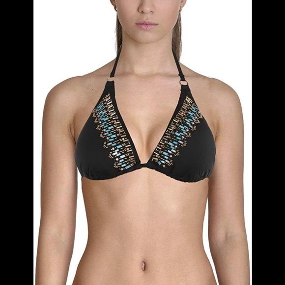 EUC Kenneth Cole [ Small ] LEGGO MY DECO Beaded Tri Top & Bikini Bottom‎ - Picture 4 of 12
